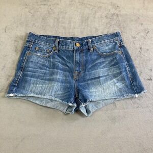 J.Crew Womens Denim Shorts Size 28 Medium Wash Raw Hem Cotton Lyocell